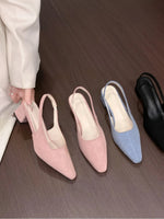 Point Toe Block Heel Pumps - Ladyez