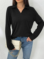 Collared Neck Long Sleeve T-Shirt