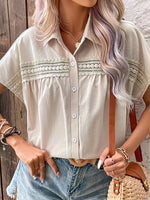 Lace Trim Button-Up Shirt