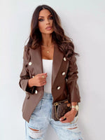 Lapel Collar Leather Blazer