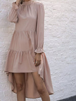 High-Low Flounce Sleeve Dress
