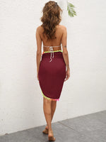 Rainbow Pompom Trim Swim Skirt - Ladyez