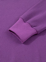 Solid Color Raw Seam Patchwork Ribbed Drop Shoulder Sweatshirt