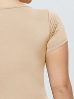 Full Size Square Neck Short Sleeve Bodysuit - Ladyez