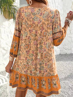 Floral Print Tassel Tie Neck Mini Dress