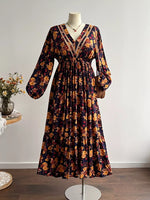 Plus Size Floral Print V-Neck Maxi Dress
