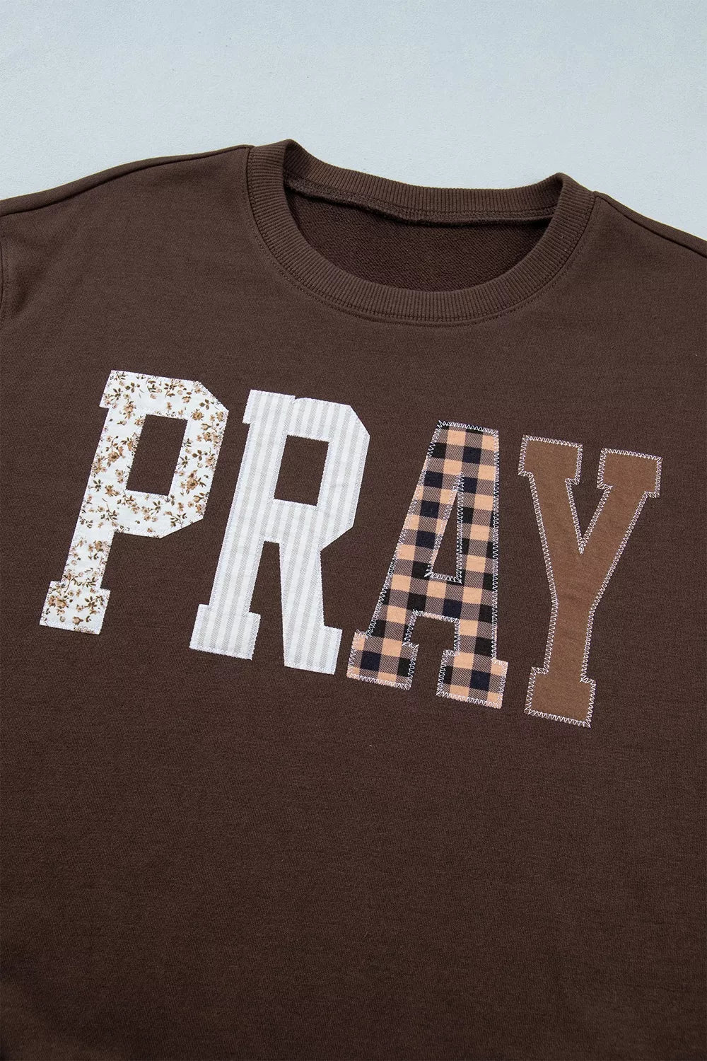 Plaid 'PRAY' Crew Neck Sweatshirt