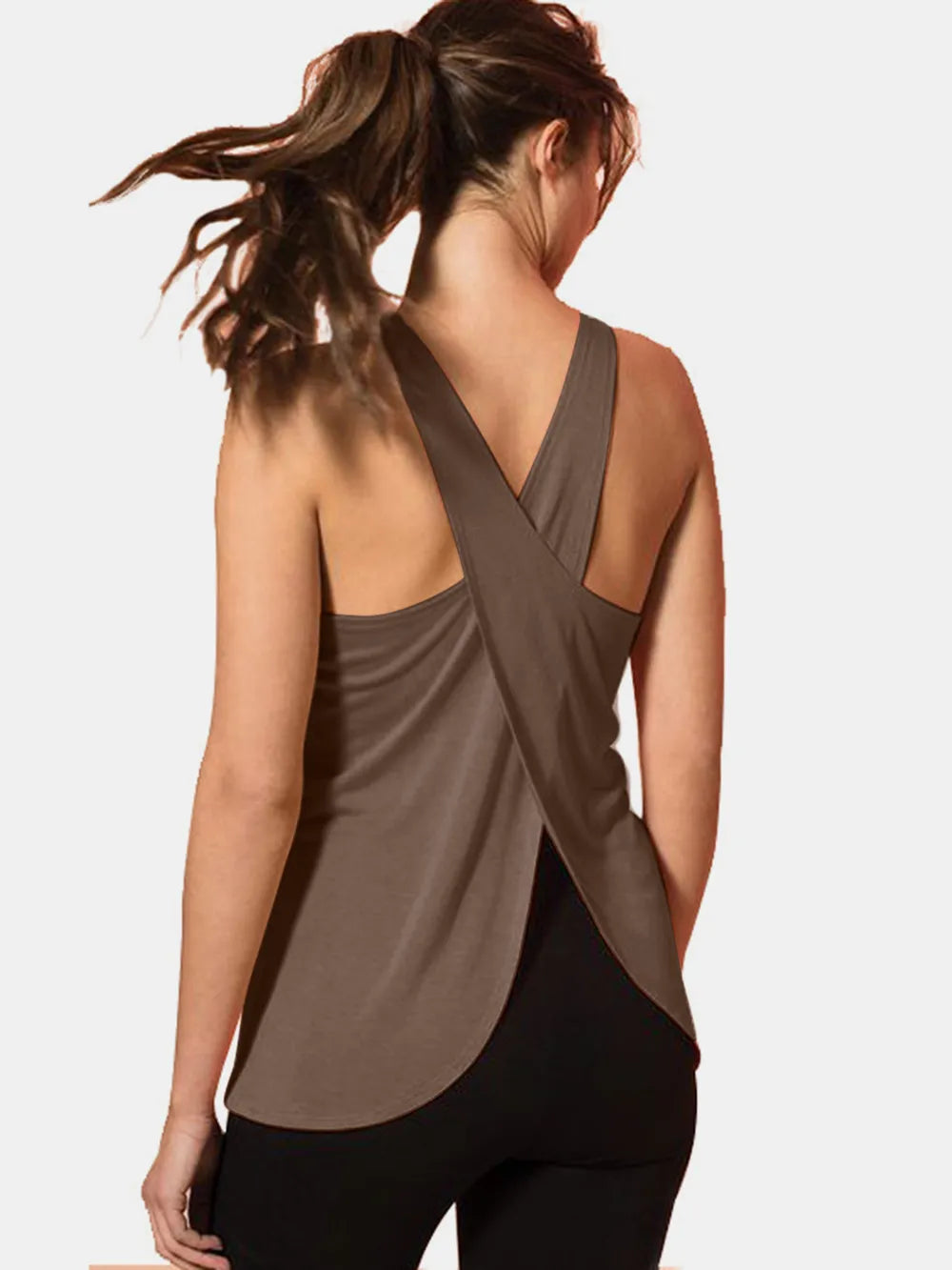 Crisscross Scoop Neck Active Tank - Ladyez