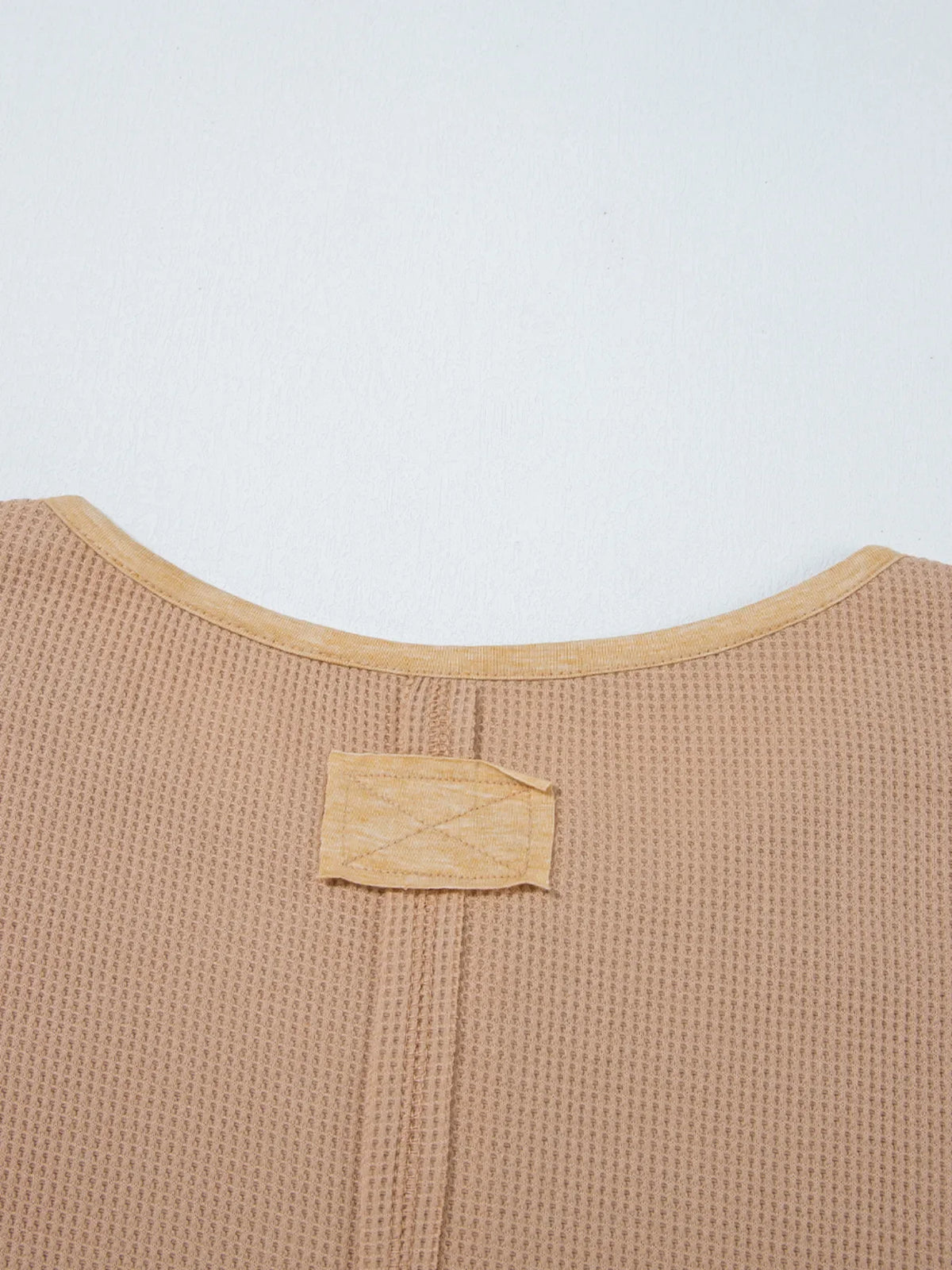 Waffle Textured Tunic Henley Top with Slits