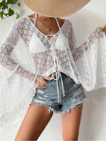 Crochet Knit Tie Front Cover-Up