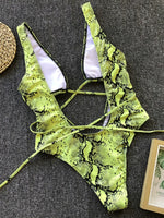 Lace-Up Backless Plunge One-Piece Swimwear - Ladyez