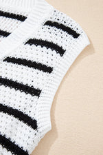 Striped Button-Up Knit Sweater Vest