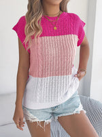 Color Block Cable Knit Sweater