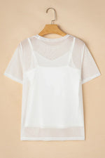 V-Neck Cami and Round Neck Short Sleeve Cover Up Set