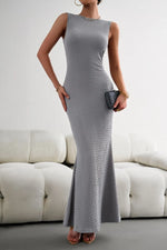 Devine Round Neck Sleeveless Maxi Fishtail Dress - Ladyez