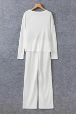 Round Neck Long Sleeve Top and Drawstring Pants Lounge Set - Ladyez