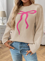 Bow Round Neck Long Sleeve Sweater
