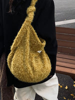 Fuzzy Solid Color Crossbody Bag