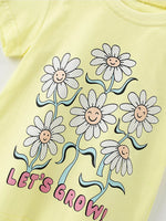 Children's Cute Daisy Print Graphic Sleeve T-Shirt