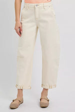 RISEN High Rise Relaxed Barrel Cuffed Jeans