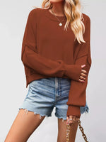 Crew Neck Dropped Shoulder Sweater