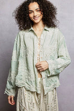 POL Embroidery Button Down Long Sleeve Shirt