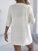 Openwork Open Front Half Sleeve Cardigan