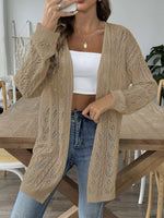 Openwork Open Front Knit Cardigan