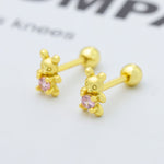 925 Sterling Silver Bear Stud Earrings