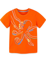 Children's Octopus Graphic Short Sleeve T-Shirt