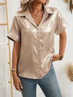 Button Up Short Sleeve Shirt - Ladyez