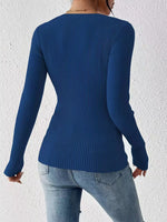 Ribbed Knit Button Front Knit Top
