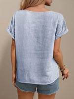 Lace Trimmed Short Sleeve Blouse