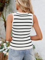 Striped Round Neck Tank - Ladyez