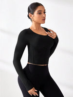 Round Neck Long Sleeve Active T-Shirt - Ladyez