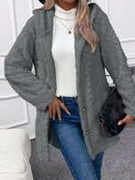 Full Size Button-Down Hooded Outerwear Plus Size