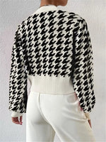 Houndstooth V-Neck Button Up Cardigan
