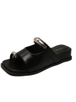 Toe Loop Cutout Platform Sandals