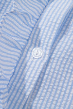 Striped Ruffle Short Bubble Sleeve Shirt