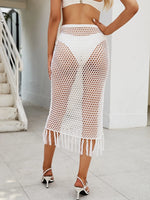 Fringe Openwork High Waist Swim Skirt - Ladyez