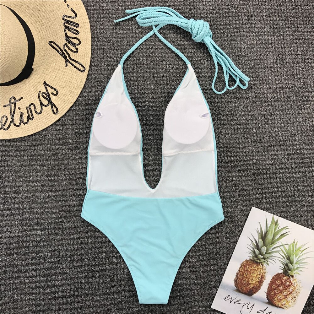 New 2025 Sexy Deep V Neck Wrap Around Female Swimwear One Piece Swimsuit Women Backless Monokini High Cut Bathing Suit Swim Lady