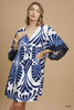 Umgee Abstract Print Kimono Sleeve Mini Dress