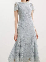 Lace Short Sleeve Mermaid Dress
