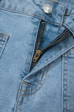 High Rise Patch Pocket Denim Shorts