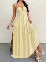 Halter Neck Tiered Maxi Dress - Ladyez
