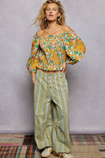 POL Floral Print Off-Shoulder Smocked Blouse