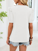 Ruffled Solid Color Short Sleeve T-Shirt