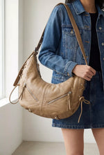 Fame Larger Leather Crescent Shoulder Bag