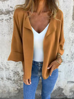 Full Size Open Front 3/4 Sleeve Cardigan Plus Size