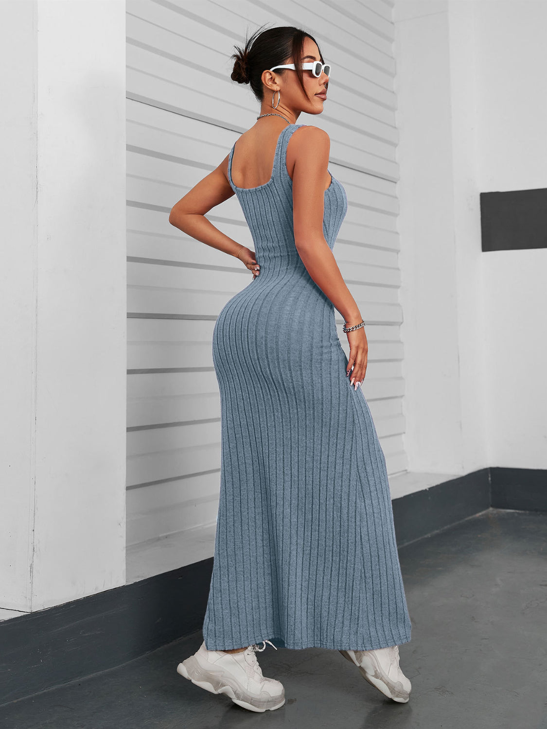 Ribbed Maxi Tank Dress - Ladyez